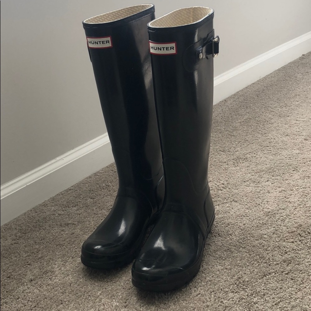 Black original gloss hunter boots